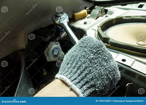 Disassemble of Safety Belt, Car Service. Stock Image - Image of open ...