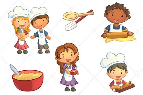 Cute Kids Cooking Clip Art Collection By Keepin' It Kawaii | TheHungryJPEG