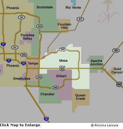 Mesa Area Map and Surrounding Cities