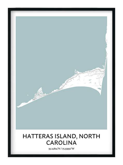 Hatteras Island Map Poster - Your City Map Art - Positive Prints