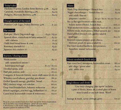 The Black Dog Menu, Menu for The Black Dog, Vauxhall, London - Zomato UK