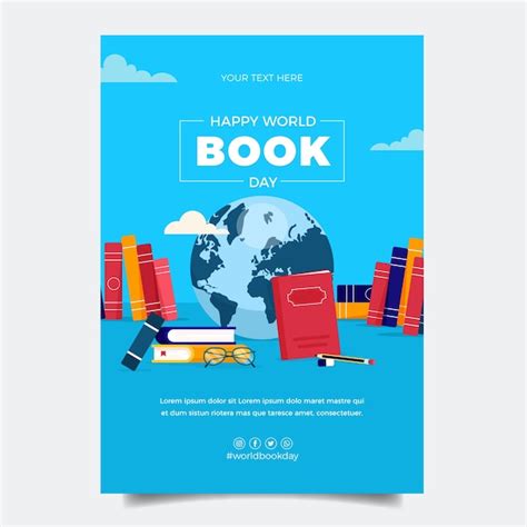 Free Vector | Flat world book day vertical poster template