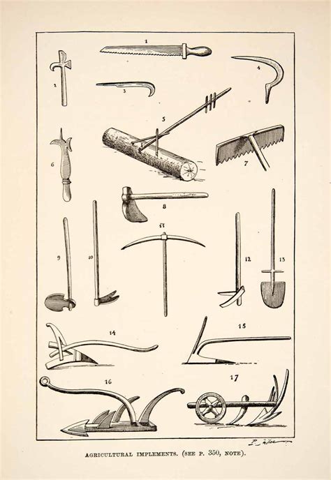 1890 Print Ancient Greek Roman Agricultural Farming Implement Tools XH ...