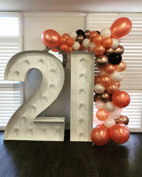 21st Birthday Balloon Garland Decoration with Giant Lightup Numbers "21 ...