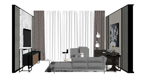 3D LIVING ROOM SET [SKETCHUP MODEL- FREE DOWNLOAD]