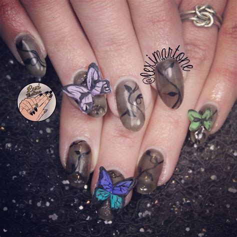 My 3d butterfly nails! @Lexi Martone | Butterfly nail, Nail art, Nails