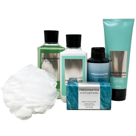 Bath and Body Works Men's Collection FRESHWATER Deluxe Gift Bundle - Includes Body Cream, Body ...