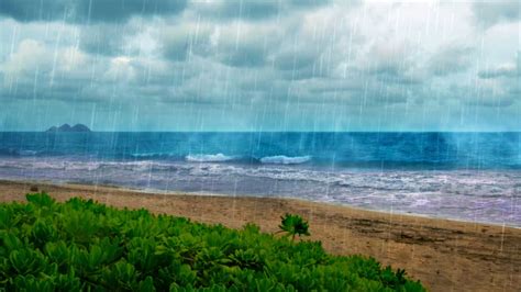 Sound of Rain on Ocean Waves (No Thunder) 🌧️ White Noise for Sleeping ...