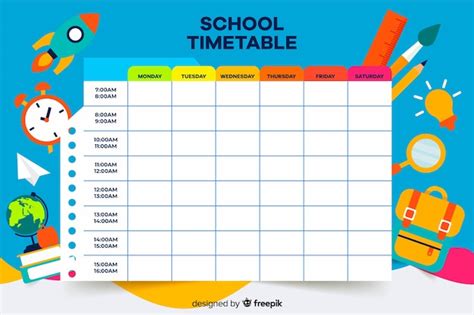 Premium Vector | Colorful school timetable template flat design