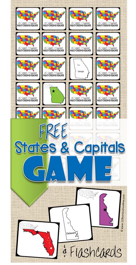 FREE Printable States and Capitals Matching Game | Homeschool social studies, Homeschool, 4th ...