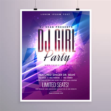 beautiful party flyer template with colorful glowing background - Download Free Vector Art ...