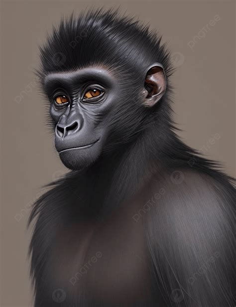 Portrait Of A Handsome Black Monkey Background Wallpaper Image For Free ...