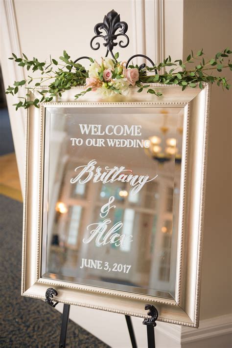 Wedding welcome sign on silver mirror. Welcome to our Wedding. Custom si… | Mirror wedding signs ...