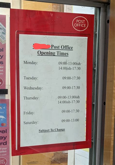 My actual local post office opening hours : r/CasualUK