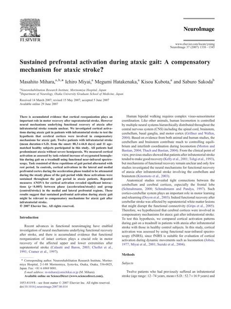 (PDF) Sustained prefrontal activation during ataxic gait: A compensatory mechanism for ataxic ...