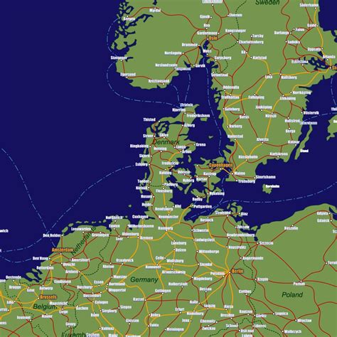 Denmark train map - Denmark rail map (Northern Europe - Europe)