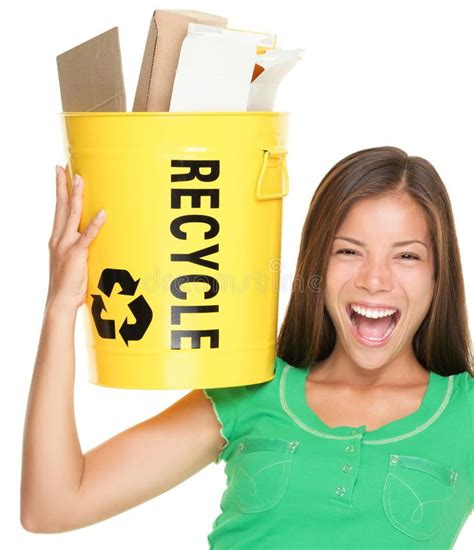 Recycle woman recycling paper. Recycle woman holding recycling basket ...