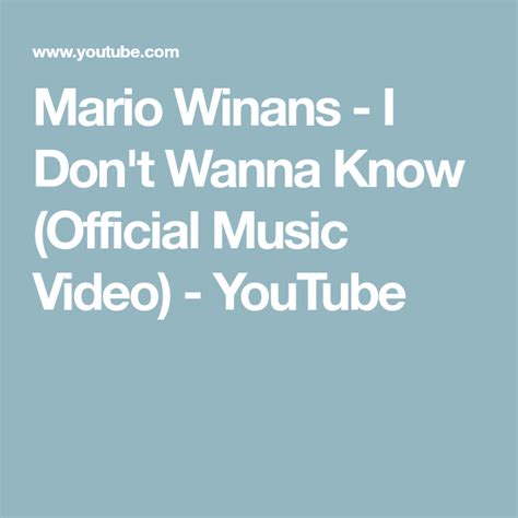 Mario Winans - I Don't Wanna Know (Official Music Video) - YouTube | Freestyle music, Music ...