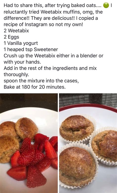 Weetabix breakfast muffins. | Slimming world desserts, Slimming world snacks, Slimming world cake