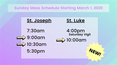 Sunday Mass schedule change starting March 1, 2020