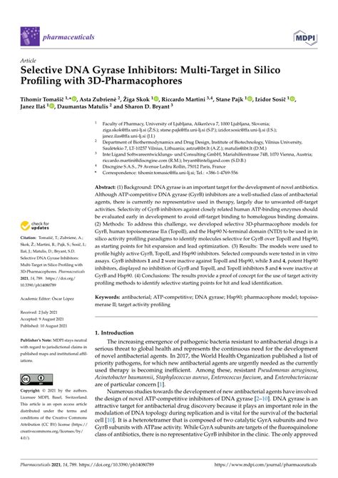 (PDF) Selective DNA Gyrase Inhibitors: Multi-Target in Silico Profiling ...