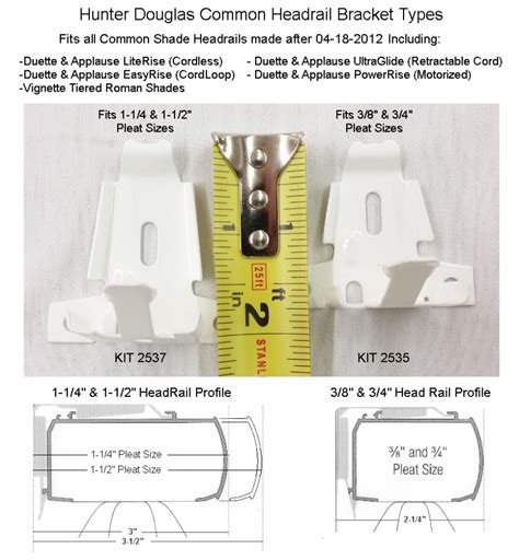 Hunter Douglas Duette / Applause Common Headrail Installation Bracket ...