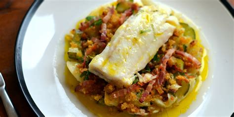 Baked Cod Loin Recipe with Braised Cucumber - Great British Chefs