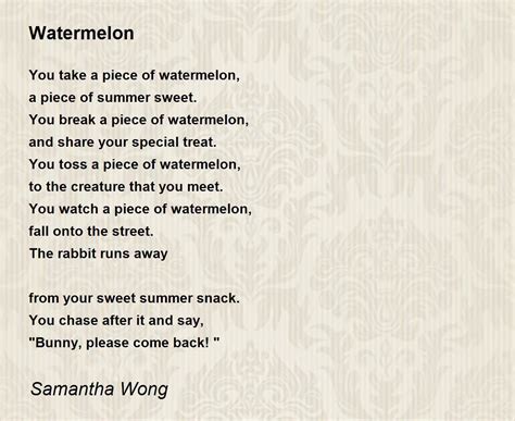 Watermelon - Watermelon Poem by Samantha Wong