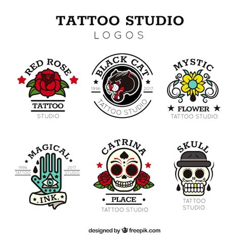 Vintage tattoo logo collection | Free Vector