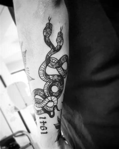 30 Two Headed Snake Tattoo Ideas For Men - Serpent Designs