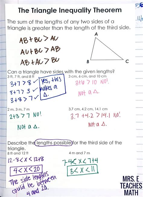 Relationships in Triangles INB Pages | Mrs. E Teaches Math