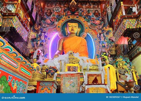 Famous Lord Buddha Statue Inside Tawang Monastery Stock Image - Image ...