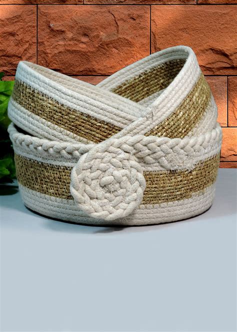 Get Jute Basket Set Of 3 - Cream & Natural at ₹ 649 | LBB Shop