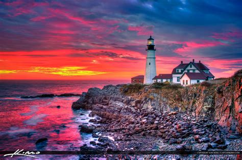 Portland Head Light at Sunrise Less Processed Image | Royal Stock Photo