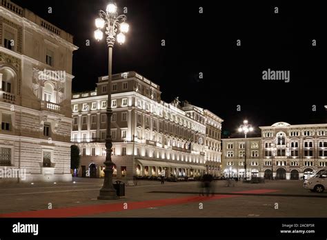 Piazza Unita d'Italia, Unity of Italy Square, Trieste, Italy at night Stock Photo - Alamy