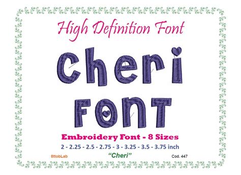 Cheri Font Embroidery 8 Size | Etsy