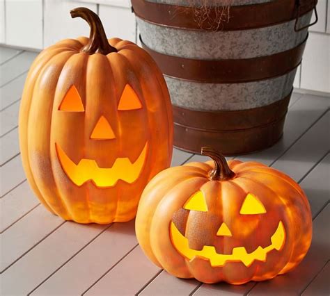 Light Up LED Jack-O'-Lanterns | Best Pottery Barn Halloween Decorations ...