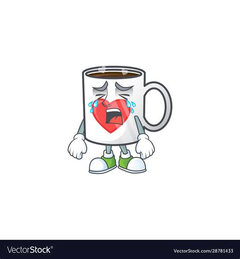 Sad cup coffee love cartoon mascot style Vector Image