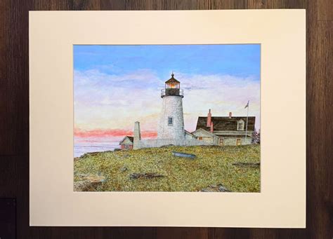 Lighthouse Painting Maine Painting Ocean Art Landscape | Etsy