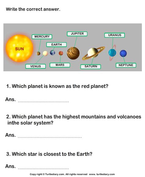 Solar System Questions and Answers Worksheet - Turtle Diary