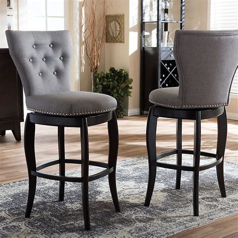 Baxton Studio Leonice Faux-Leather Swivel Counter Stool 2-piece Set | Bar stools kitchen island ...