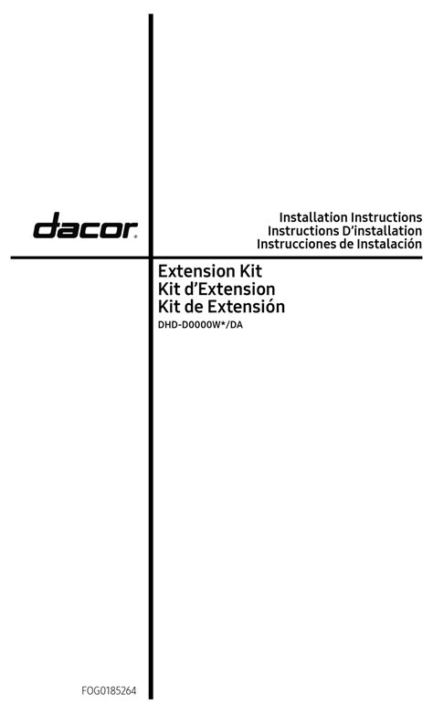 DACOR DHD-D W DA SERIES INSTALLATION INSTRUCTIONS Pdf Download | ManualsLib