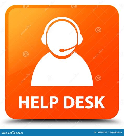 Help Desk (customer Care Icon) Orange Square Button Stock Illustration ...