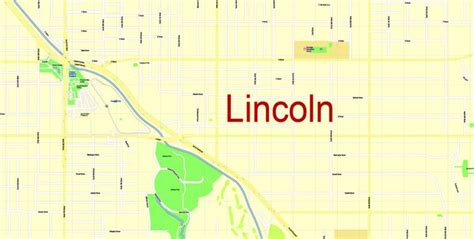 City Map Lincoln NE Vector Urban Plan Illustrator Editable Street Map