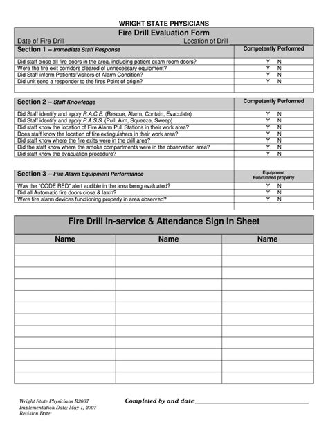 Free Printable Fire Drill Log Template