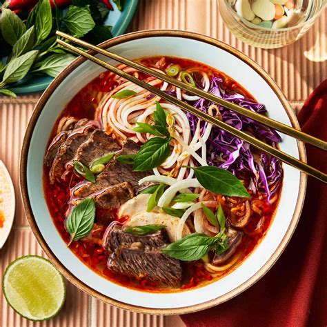 Bun Bo Hue (Vietnamese Vermicelli Noodle Soup with Sliced Beef)