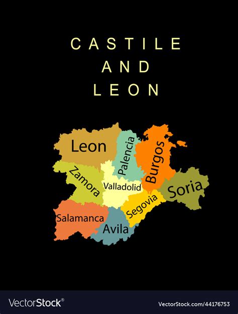 Castile and leon map silhouette Royalty Free Vector Image