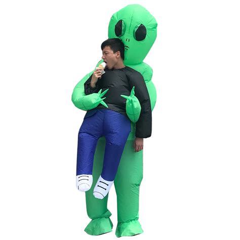 Inflatable Monster Costume Green Alien Cosplay Costume for Adult Children Halloween Party ...