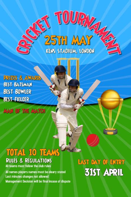 Copy of Cricket, Tournament, World cup Poster | PosterMyWall