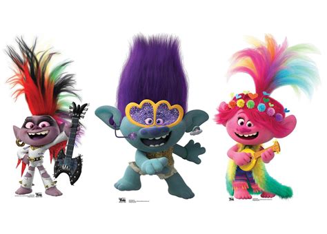 Trolls World Tour Cardboard Cutout Triple Pack with Poppy, Branch and Barb